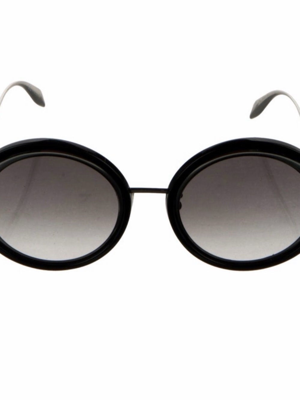 Alexander McQueen Black Round Women's Sunglasses with Gradient Lenses